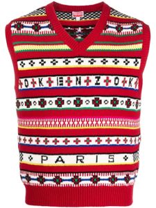 Kenzo débardeur en maille fair isle à col v - Rouge