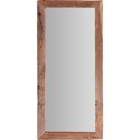 Spiegel/wandspiegel - teak hout - bruin - rechthoek - 100 x 70 cm - thumbnail