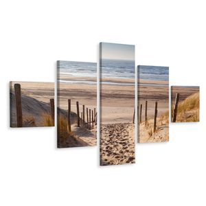 Schilderij - Naar de Noordzee, Strand en Duinen, Premium Print