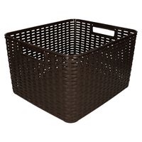 Opbergmand - Kastmand - rotan kunststof - donkerbruin - 18 Liter - 29 x 39 x 20 cm - thumbnail