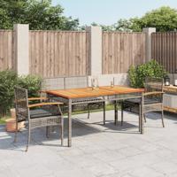 4-delige Tuinset met kussens poly rattan grijs