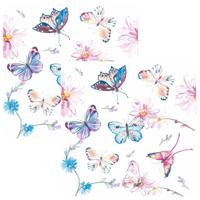 Paperdesign Servetten Vlinders - 40x stuks - 3 laags - 33 x 33 cm - bloemen - lentefeest