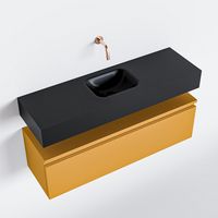 Toiletmeubel Mondiaz Andor | 100 cm | Meubelkleur Ocher | Lex vrijhangend wastafel Urban Midden | Zonder kraangat