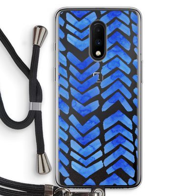 Blauwe pijlen: OnePlus 7 Transparant Hoesje met koord
