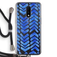 Blauwe pijlen: OnePlus 7 Transparant Hoesje met koord