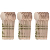 Esschert Design Lepels - hout - 100x - kruidenopdruk - 16 cm - BBQ/Verjaardag/Camping/Party