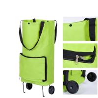 Herbruikbare vouwen draagbare boodschappentassen kopen groenten zak hoge capaciteit winkelen voedsel Organizer trolley tas wielen zak handtas (groen)