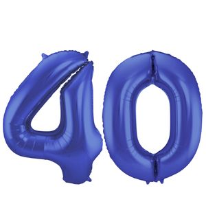 Grote folie ballonnen cijfer 40 in het blauw 86 cm