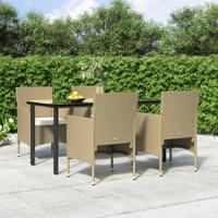 5-delige Tuinset met kussens beige en zwart