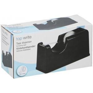 Plakband dispenser - zwart - 15 x 6 x 7 cm - inclusief plakband rol