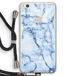 Blauw marmer: Huawei Ascend P8 Lite (2017) Transparant Hoesje met koord