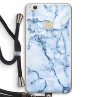 Blauw marmer: Huawei Ascend P8 Lite (2017) Transparant Hoesje met koord