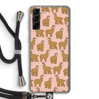 Alpacas: Samsung Galaxy S21 Plus Transparant Hoesje met koord
