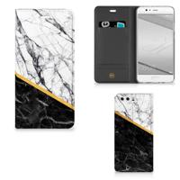 Huawei P10 Plus | Standcase | Marmer Wit Zwart - Origineel Cadeau Man