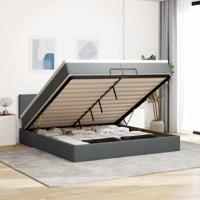 Ottoman bed met matras 200x200 cm stof donkergrijs
