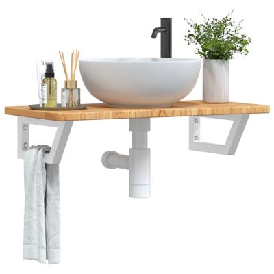 Badkamer wandschap staal en massief eikenhout