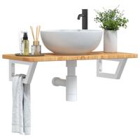 Badkamer wandschap staal en massief eikenhout