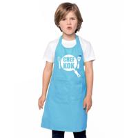 Chef kok keukenschort - blauw - voor kinderen - polyester - one size Chef kok keukenschort - blauw - voor kinderen - polyester - one size