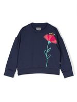 Il Gufo t-shirt en coton à fleurs appliquées - Bleu