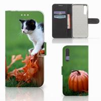 Huawei P20 Pro | Telefoonhoesje | Met pasjeshouder | Kitten
