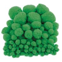 Pompons - 100x - groen - 10-45 mm - hobby/knutsel materialen