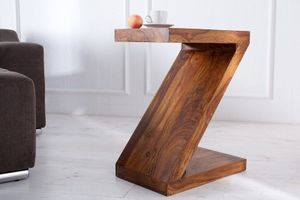 Massief houten bijzettafel Z 45cm Sheesham steenafwerking Z-vorm unieke korrel - 35087