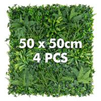 4 Stuks Kunsthaag Buxus Panelen met Diverse Bladeren Zonwerende Wandpanelen