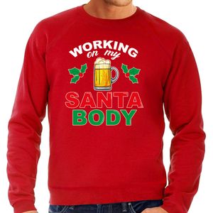 Santa body foute Kerstsweater / Kersttrui rood voor heren