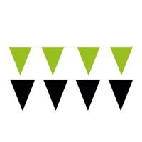 Feest versiering punt vlaggetjes pakket - 80 meter - groen en zwart - slingers / vlaggenlijnen