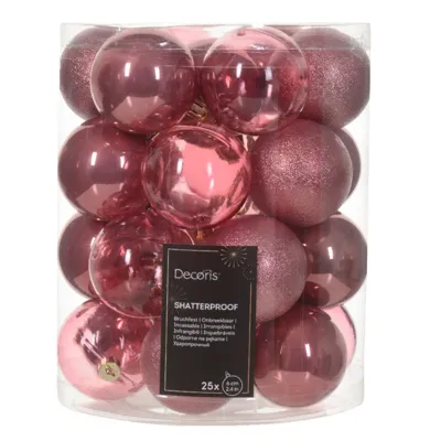 Kerstbalmix plc d6cm 25st rose
