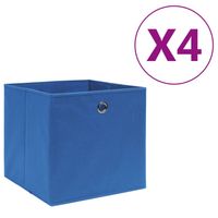 vidaXL Opbergboxen 4 st 28x28x28 cm nonwoven stof blauw - thumbnail