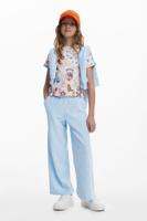 T-shirt met korte mouwen en kattenprint - WHITE - 7/8