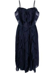 Chloé robe mi-longue à volants - Bleu