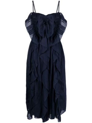 Chloé robe mi-longue à volants - Bleu