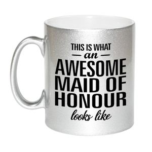 Awesome maid of honour cadeau mok / beker zilver voor getuige 330 ml