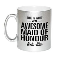 Awesome maid of honour cadeau mok / beker zilver voor getuige 330 ml