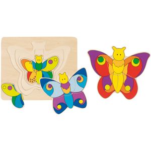 vlinder houten 3-laags puzzel, 9 stukjes