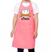 Keukenschort voor kinderen - my kitchen my rules - roze - unisex - keukenprinses/keukenprins