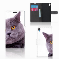 Sony Xperia Z3 Telefoonhoesje met Pasjes Kat - thumbnail