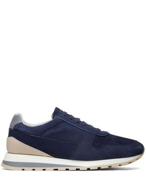 Brunello Cucinelli baskets en daim à empiècements - Bleu