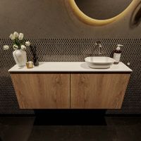 Mondiaz Fowy toiletmeubel 120cm washed oak met blad en waskom talc rechts zonder kraangat