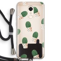 Cactusprint roze: Xiaomi Redmi 5 Transparant Hoesje met koord