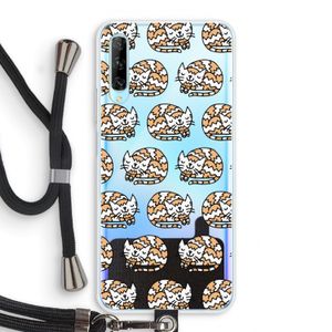 Slapende poes: Huawei P Smart Pro Transparant Hoesje met koord