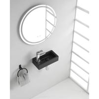 Wiesbaden Rhea S Mini Fontein Links - 36.5x18x9 cm - Quartz Zwart