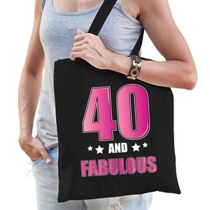 40 and legendary verjaardag cadeau tas zwart met roze letters voor dames - Verjaardag