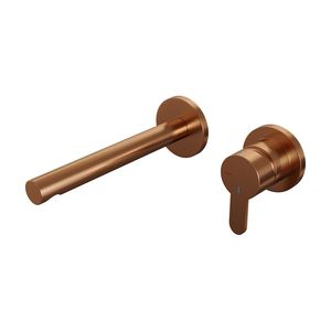 Inbouw Wastafelmengkraan Brauer Copper Edition Coldstart Rechte Uitloop Korte Platte Hendel Rechts Geborsteld Koper PVD Met Rozetten