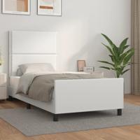Bedframe met hoofdbord kunstleer wit 80x200 cm