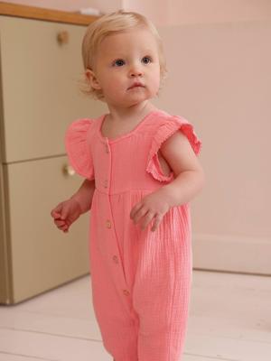 Babypakje voor meisjes van katoenen gaas rozen