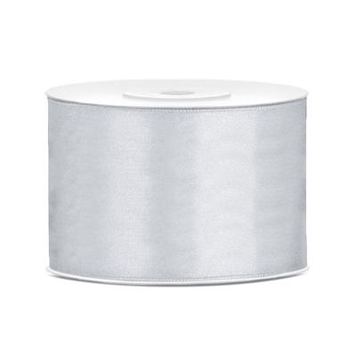 Partydeco Cadeaulint - zilver - 5 cm x 25 meter - satijn - sierlint - inpakken - decoratie Partydeco Cadeaulint - zilver - 5 cm x 25 meter - satijn - sierlint - inpakken - decoratie