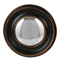 HAES DECO - Bolle ronde Spiegel - Bruin - Ø 29x3 cm - Polyresin / Glas - Wandspiegel, Spiegel rond, Convex Glas